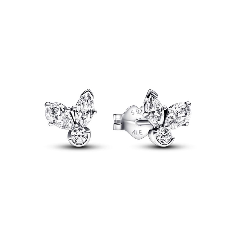 PANDORA - Aretes de Botón Herbario Brillante Plata Esterlina