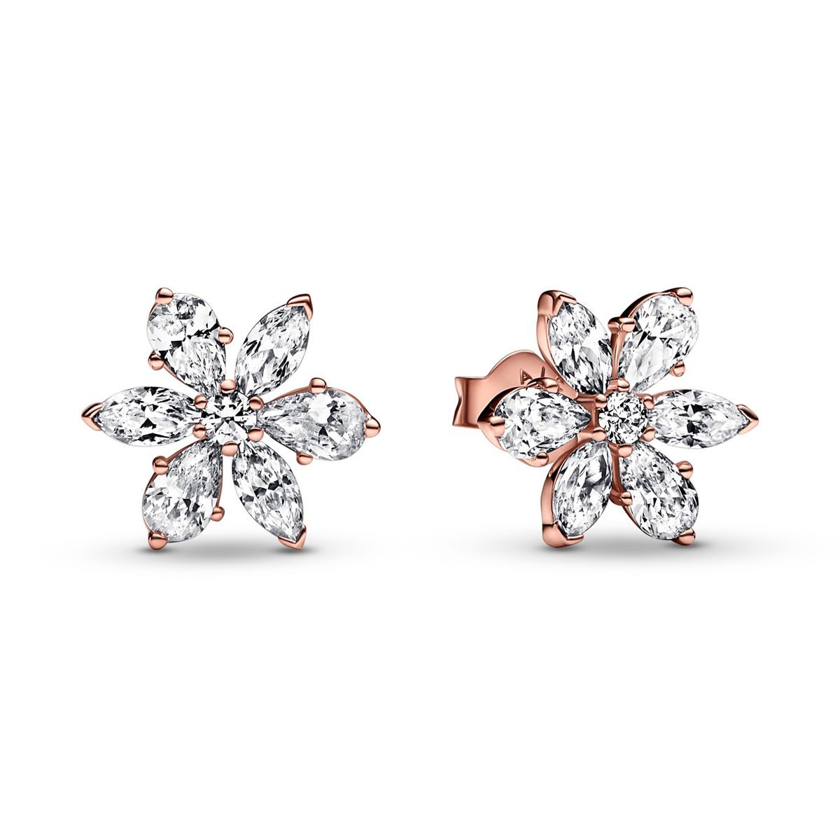 PANDORA - Aretes de Botón Herbario Brillante Recubrimiento en Oro Rosa