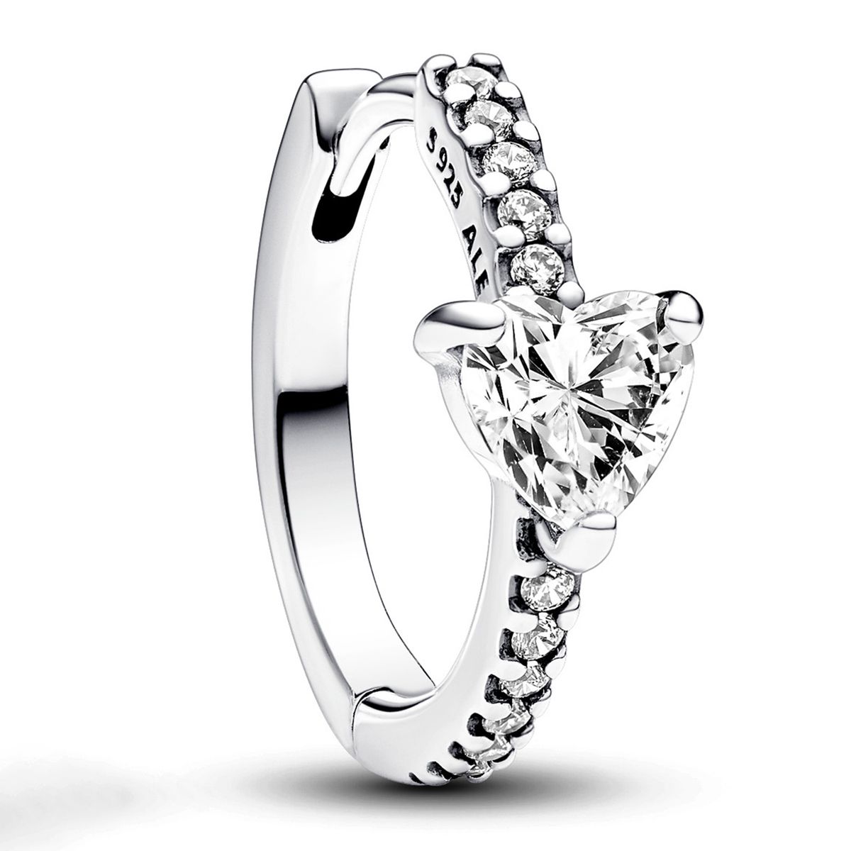 PANDORA - Aretes de Aro Corazón Brillante Plata Esterlina