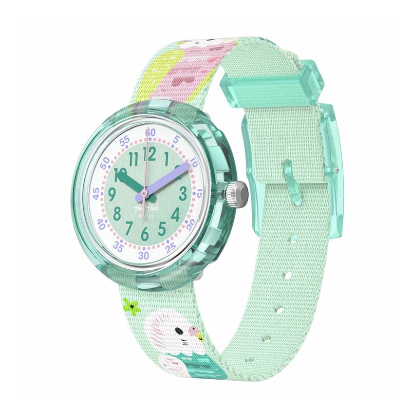 FLIK FLAK - Reloj Flik Flak Niño Happy Budgies. Textil Verde ZFPNP160