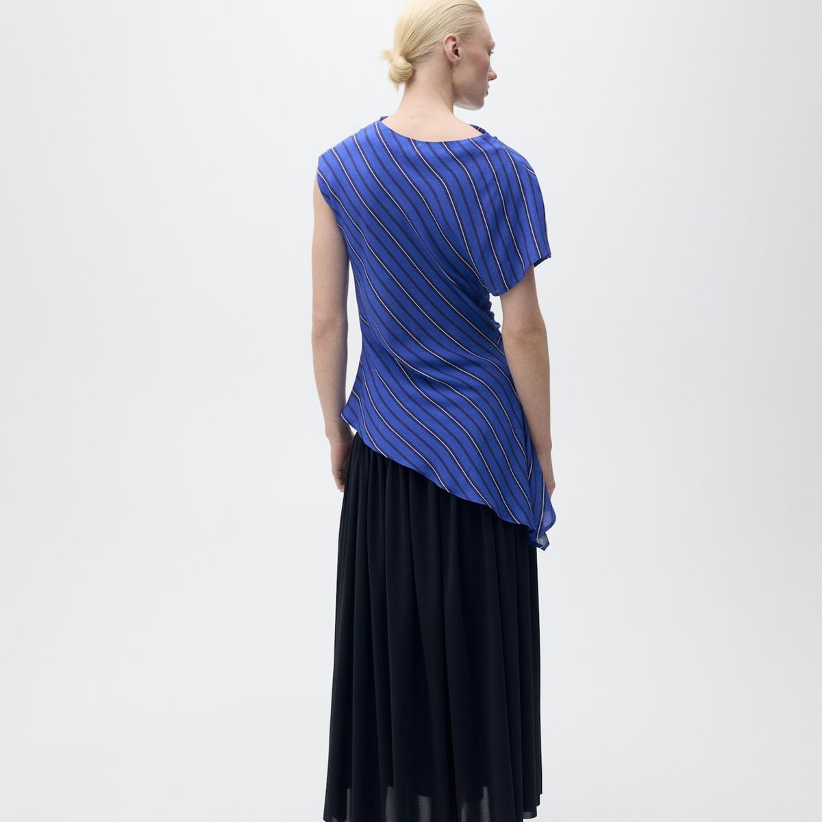 MANGO - Blusa Mujer de Rayas Una manga Mango