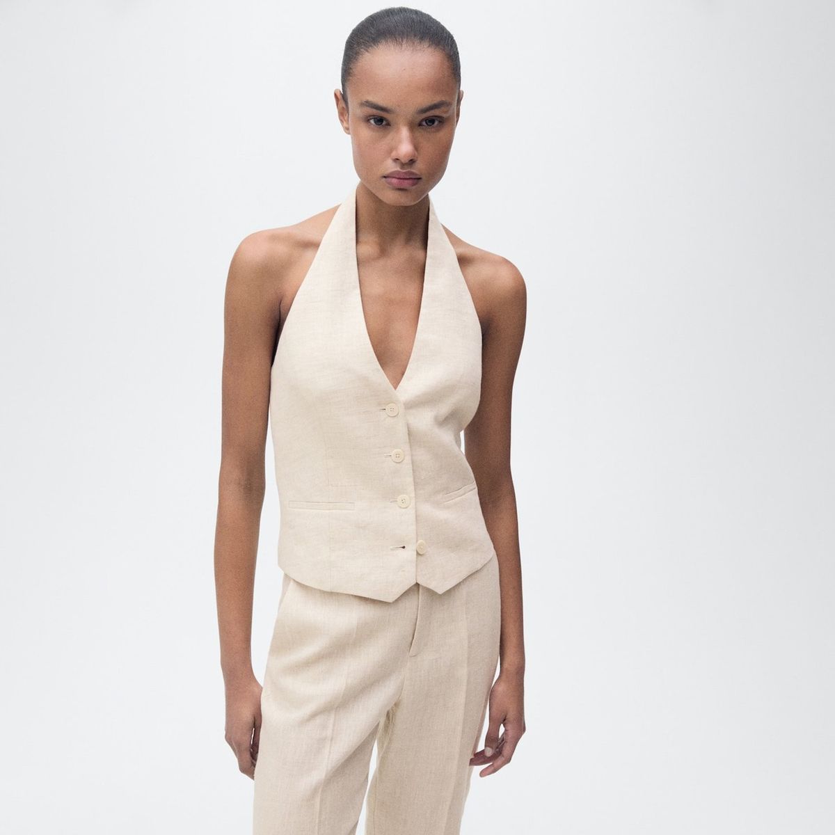 MANGO - Chaleco Mujer de Lino MANGO