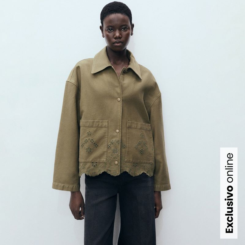 MANGO - Sobrecamisa Mujer con Bordado de Algodón Mango