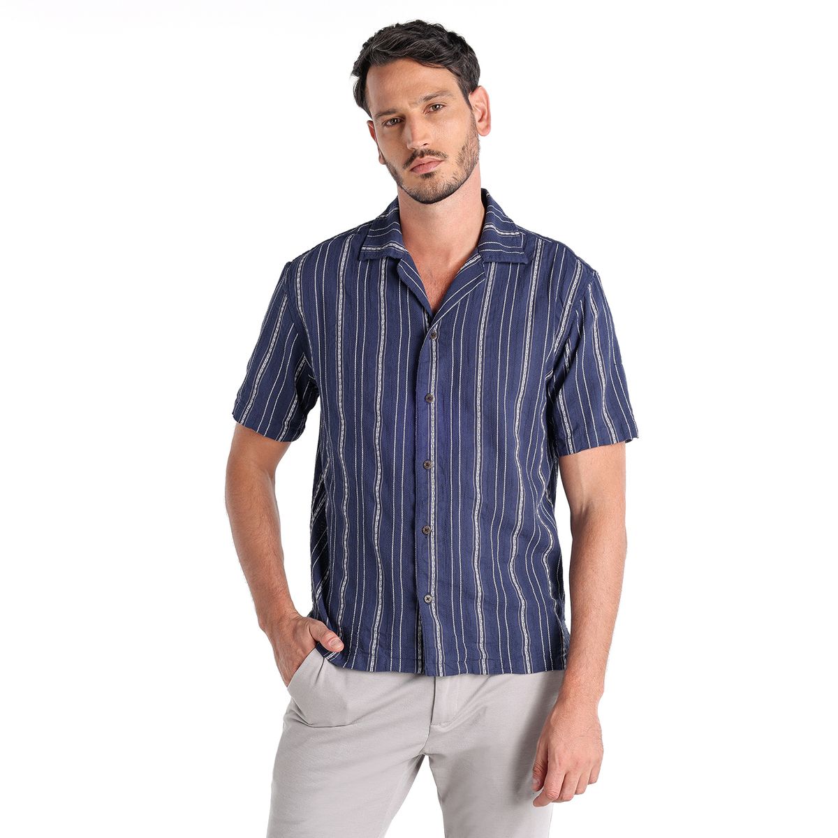BASEMENT - Camisa Hombre Manga larga Recto Basement