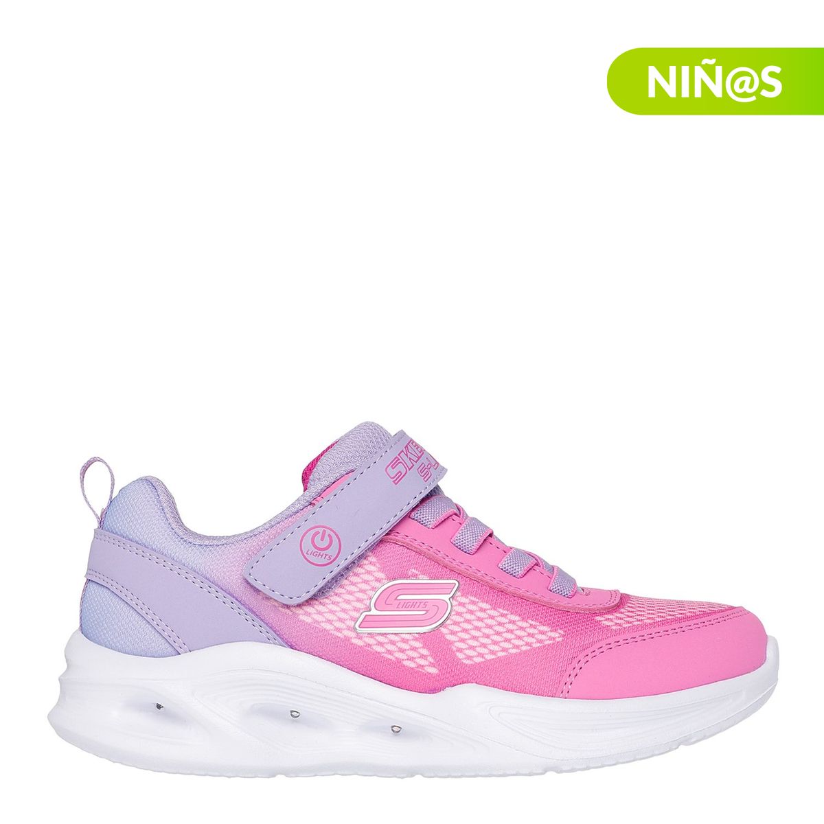 SKECHERS - Tenis con luces Skechers Sola Glow Niña con Velcro