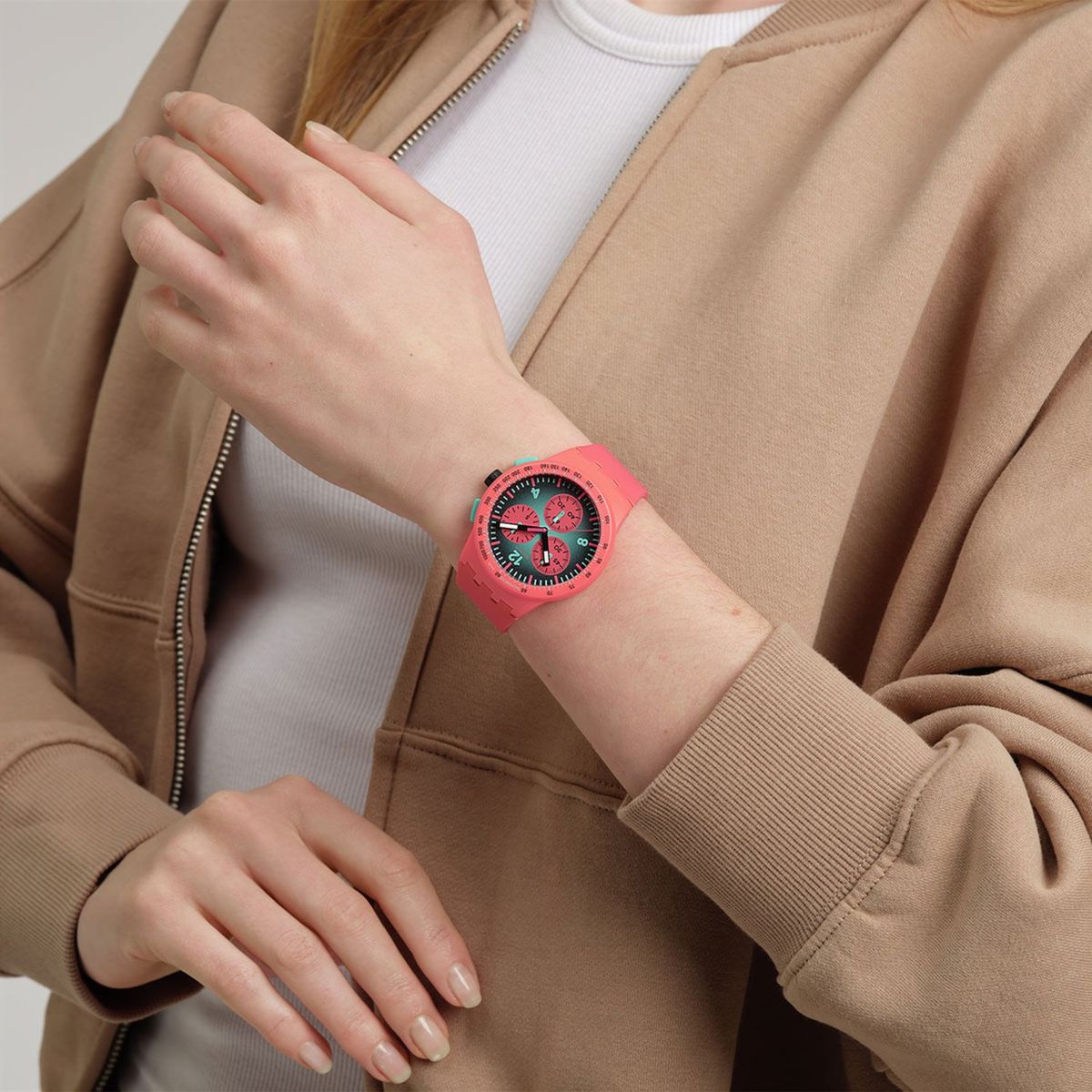 SWATCH - Reloj Swatch Unisex Paradiso Kinetiko. Reloj Silicona Rosado SUSP100