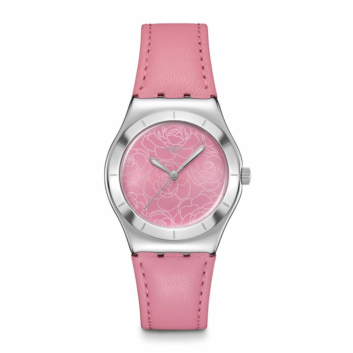 SWATCH - Reloj Swatch Unisex Pink Petal Promise. Reloj Cuero Rosado YLS234