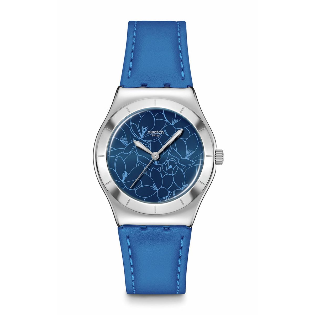 SWATCH - Reloj Swatch Unisex Blue Petal Promise. Reloj Cuero Azul YLS235
