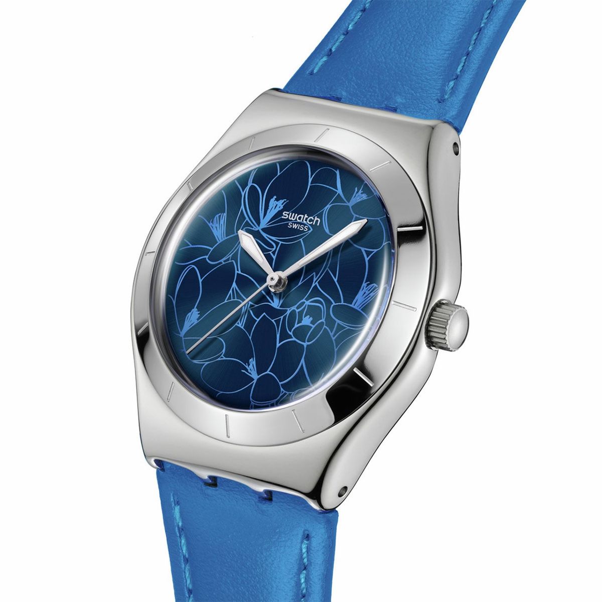 SWATCH - Reloj Swatch Unisex Blue Petal Promise. Reloj Cuero Azul YLS235