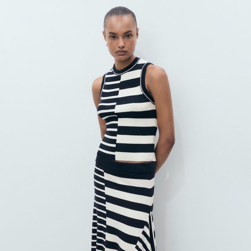 MANGO - Top esqueleto Mujer de Rayas Sin mangas MANGO