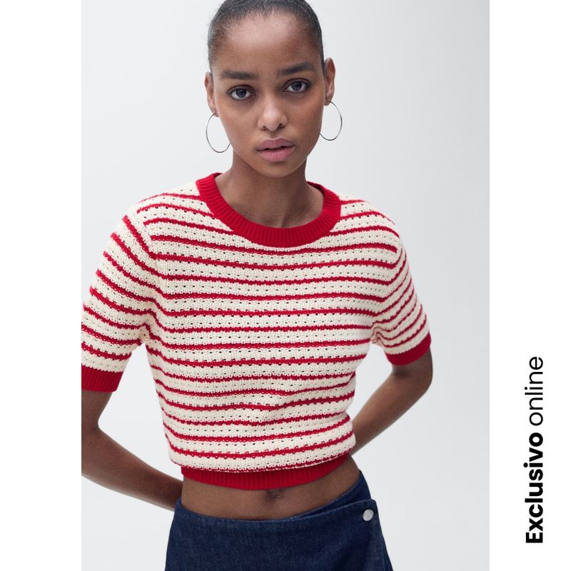 MANGO - Saco Mujer Tejido de Algodón MANGO