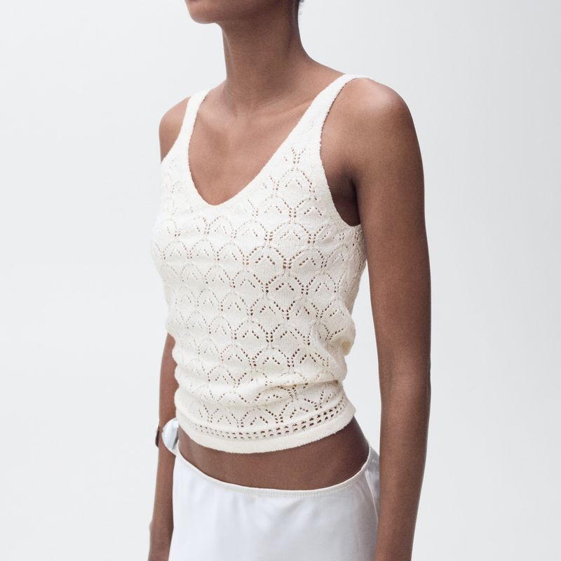 MANGO - Top esqueleto Mujer con Ojalillo Sin mangas de Algodón MANGO