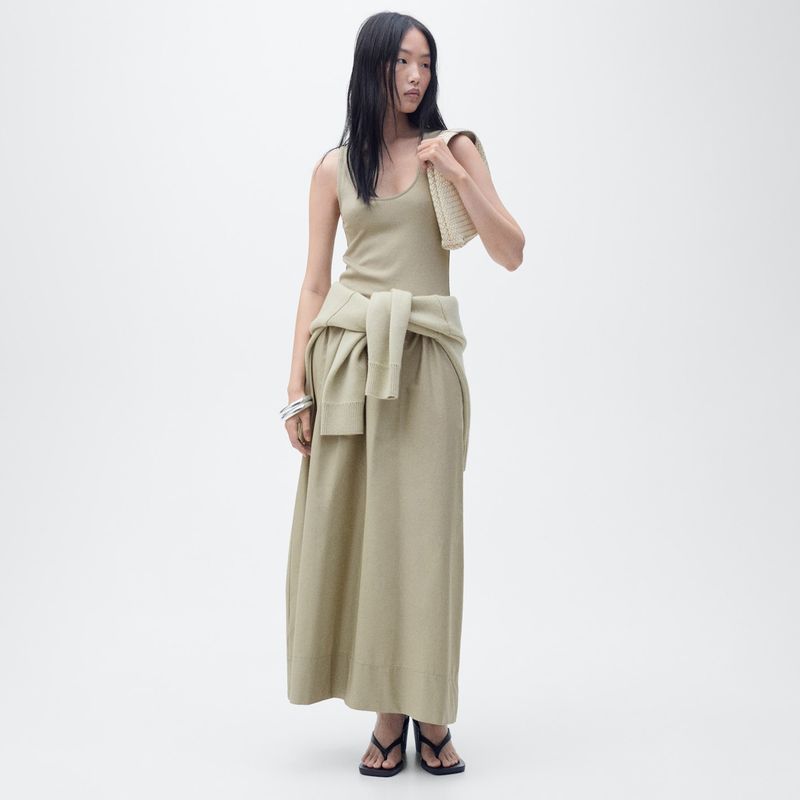 MANGO - Vestido Mujer Medio de Algodón MANGO