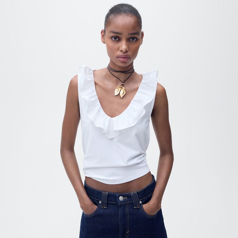 MANGO - Top esqueleto Mujer Sin mangas de Algodón MANGO
