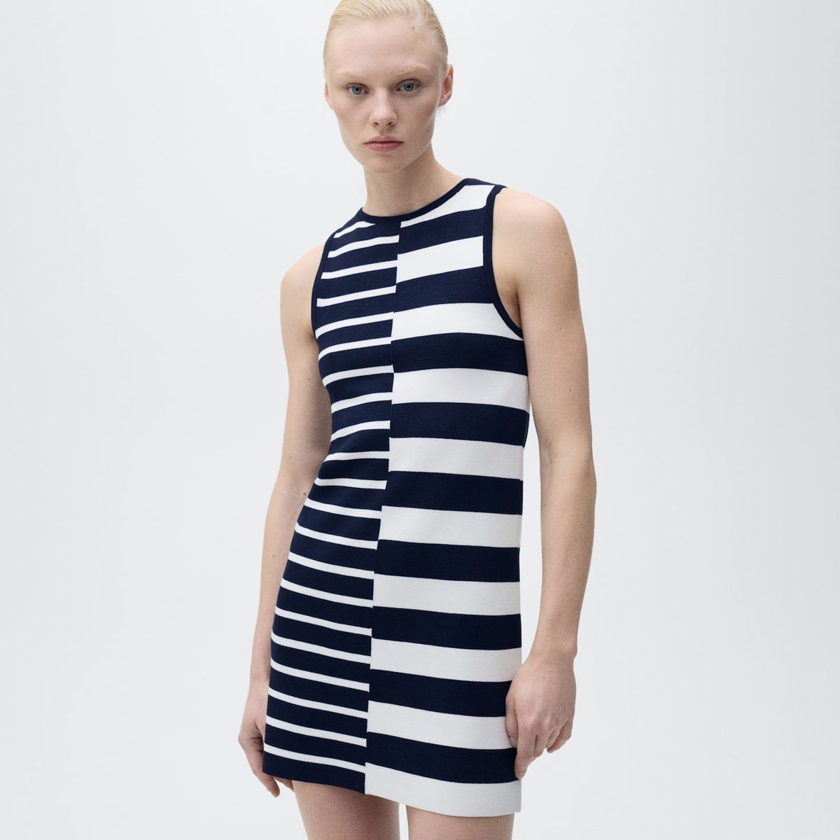 MANGO - Vestido Mujer Corto de Rayas MANGO