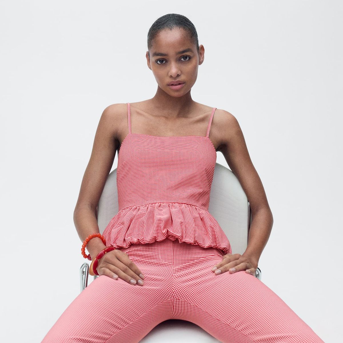 MANGO - Top esqueleto Mujer de Cuadros Sin mangas MANGO