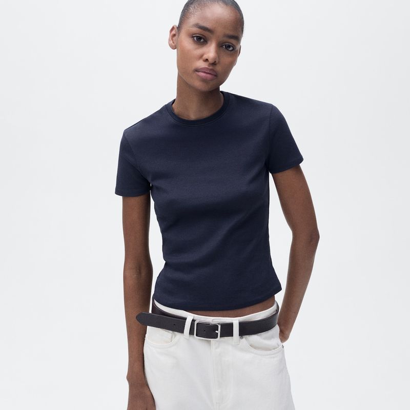 MANGO - Camiseta Mujer Manga corta de Algodón MANGO