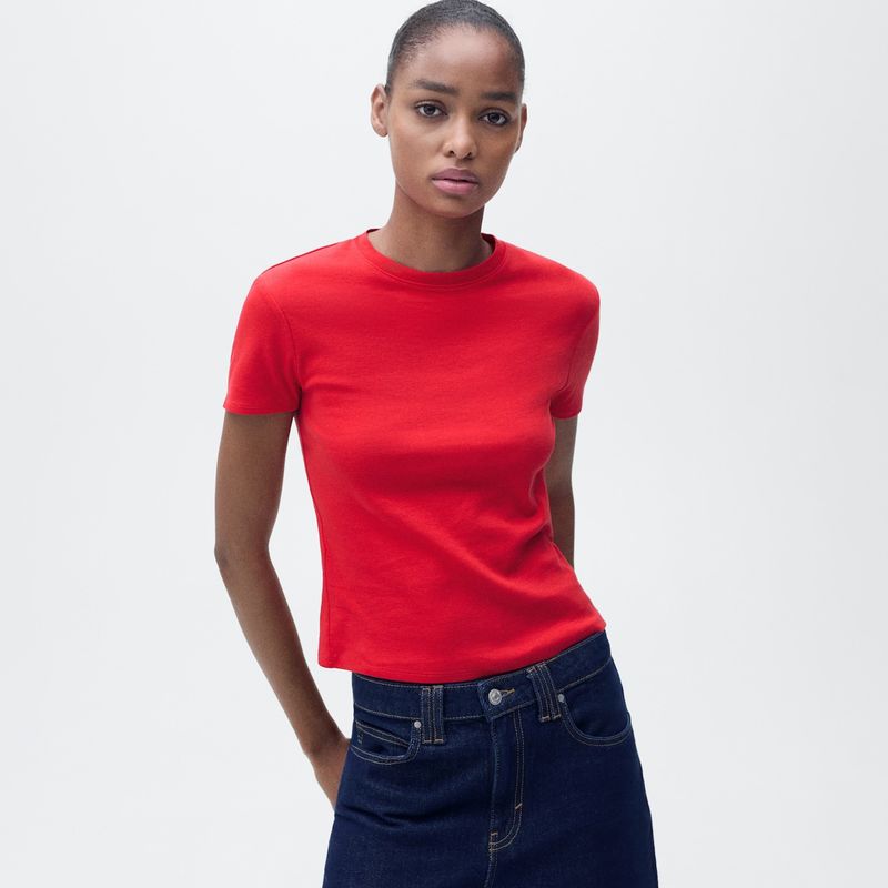 MANGO - Camiseta Mujer Manga corta de Algodón MANGO