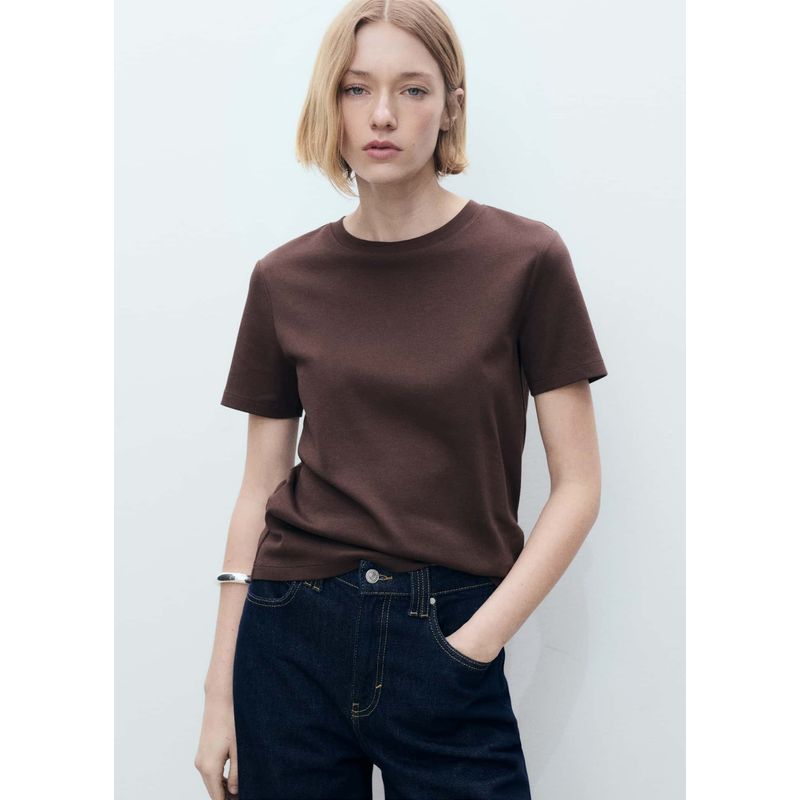 MANGO - Camiseta Mujer Manga corta de Algodón MANGO