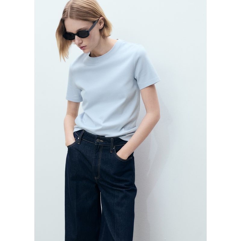 MANGO - Camiseta Mujer Manga corta de Algodón MANGO