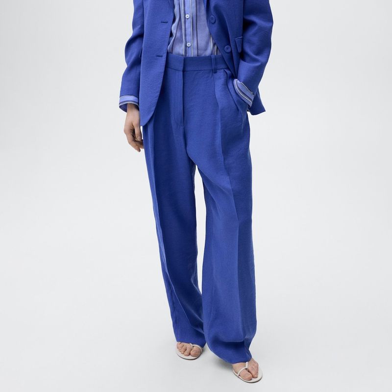 MANGO - Pantalón Wide leg Mujer Tiro alto MANGO