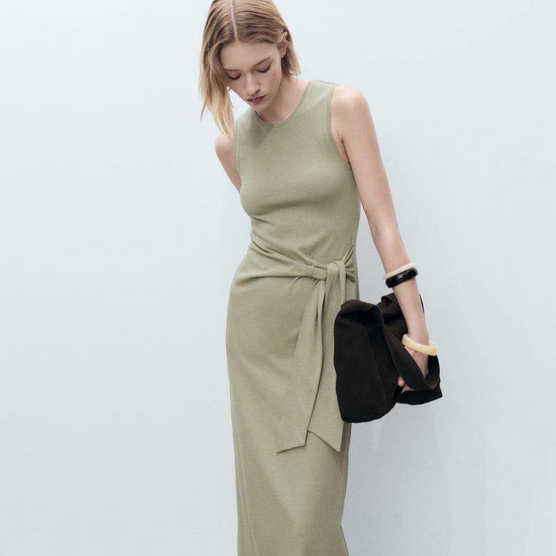 MANGO - Vestido Mujer Medio de Algodón MANGO
