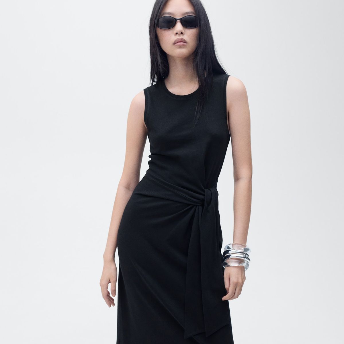 MANGO - Vestido Mujer Medio de Algodón MANGO