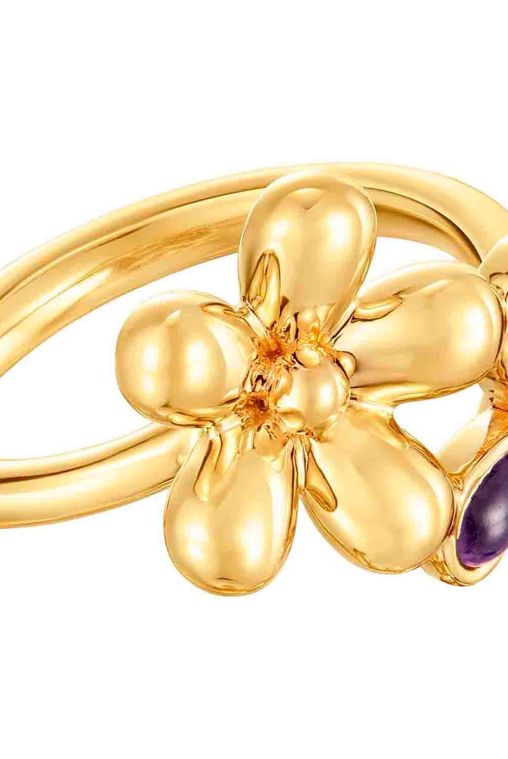 TOUS - Anillo con baño de oro de 18 kt sobre plata y amatista Daisy
