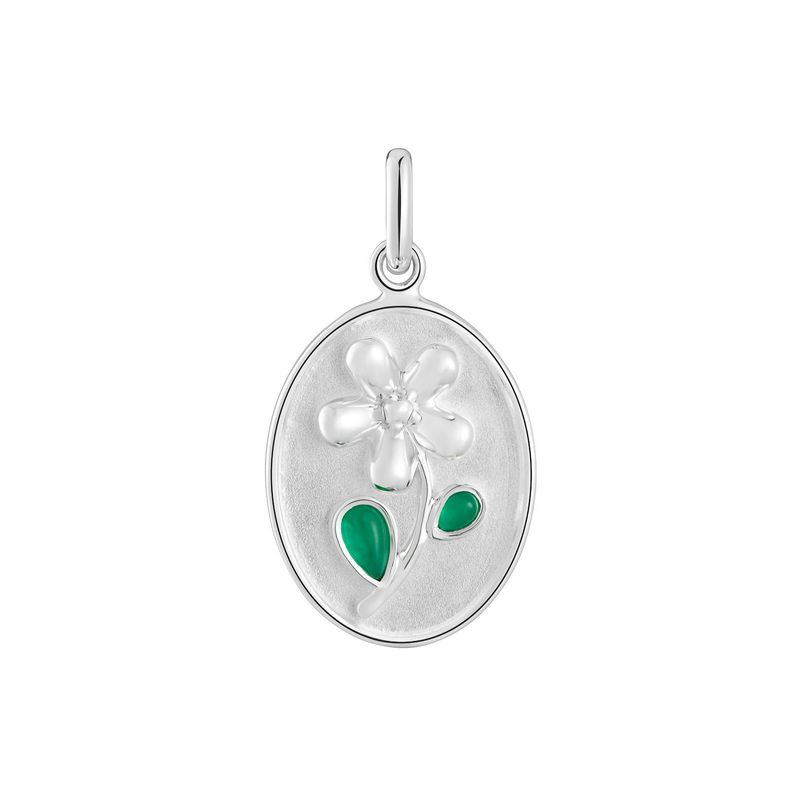 TOUS - Dije medalla de plata y calcedonia verde Daisy