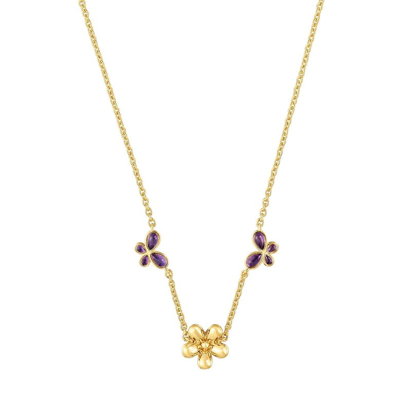 TOUS - Collar corto con baño de oro de 18 kt sobre plata y amatista Daisy