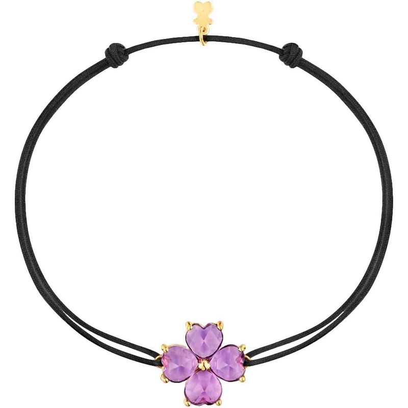 TOUS - Pulsera de oro, amatista y nylon negro Daisy