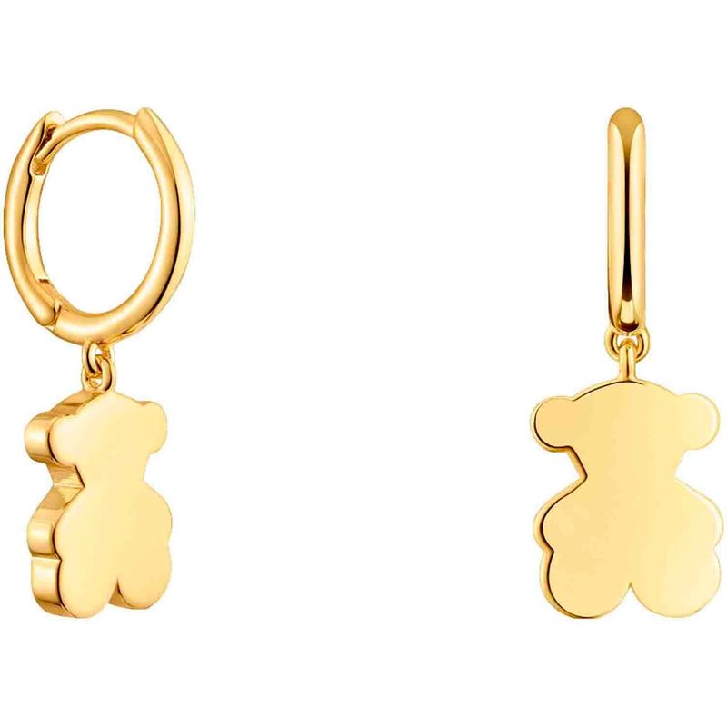 TOUS - Aretes aro con baño de oro 18 kt sobre plata y detalle oso dije Sweet Dolls