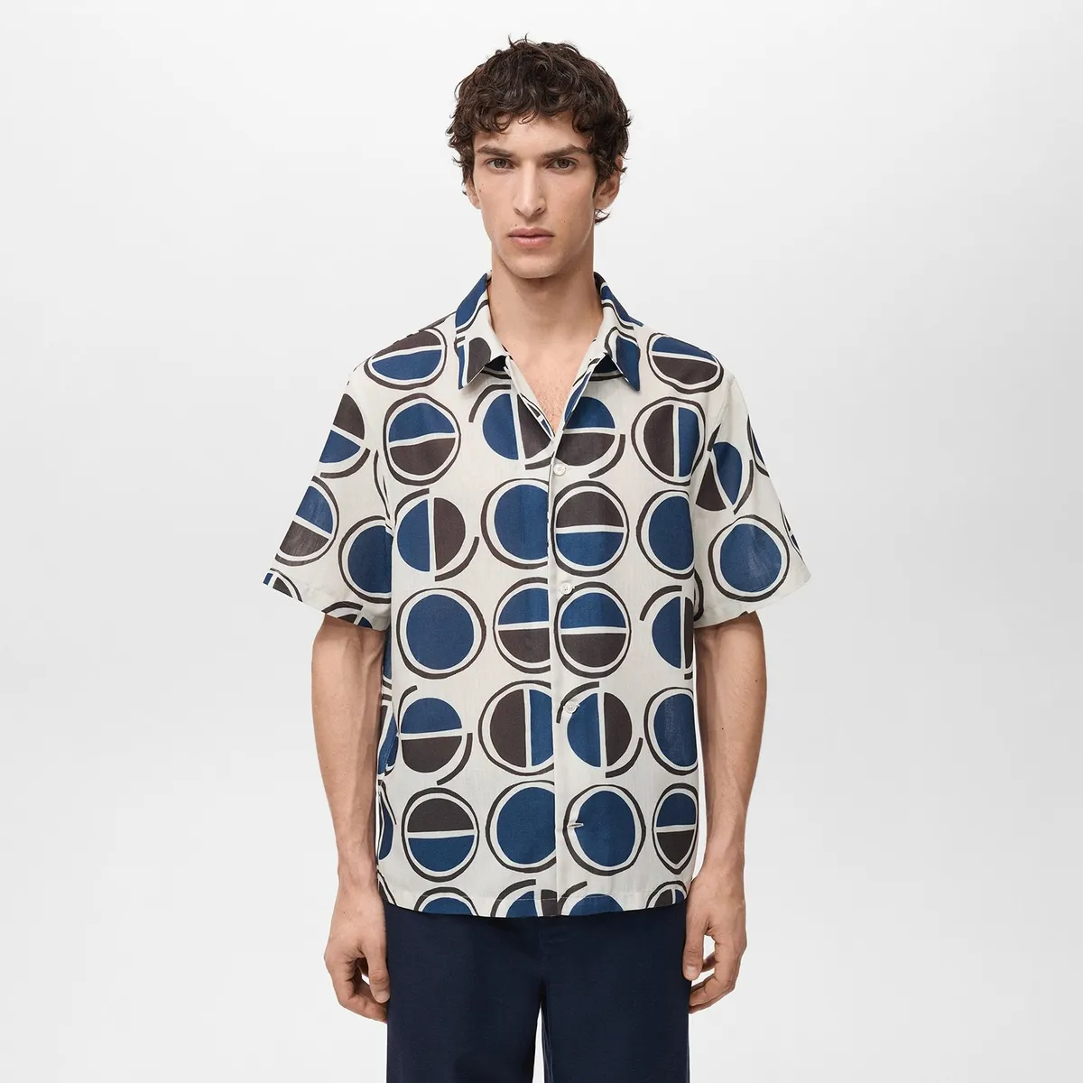 MANGO - Camisa Hombre con Estampado Manga corta MANGO