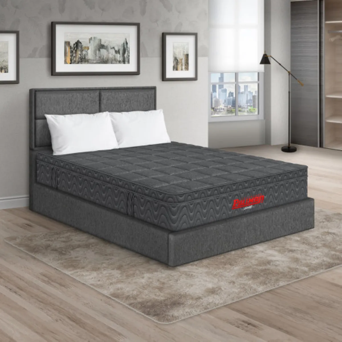 PULLMAN - Colchón con cama Doble Firmeza Intermedio Resortes ORTHOPACK EURO U  190 cm x 140 cm Almohada + Colchón PULLMAN