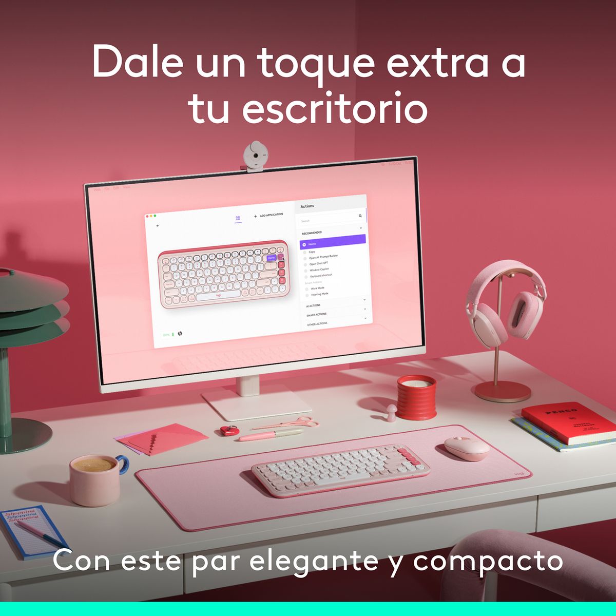 LOGITECH - Combo teclado mouse Logitech POP Icon Rosa