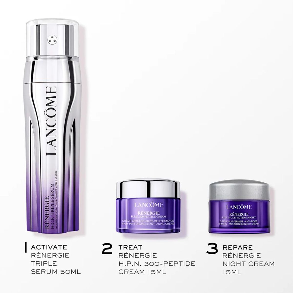 LANCOME - Sérum Lancôme Set Rénergie Triple Serum 50Ml + Rénergie 300-Peptide Cream 15Ml  + Rénergie Night Cream 15Ml Lancome Incluye: 3