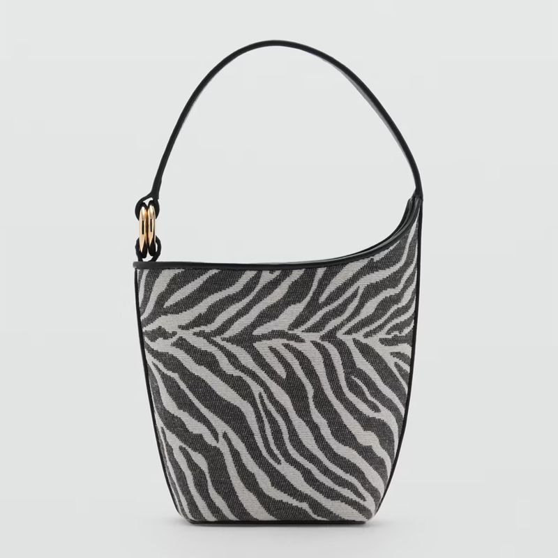 MANGO - Bolso MANGO para Mujer BOLSO BUCKET ZEBI NEGRO