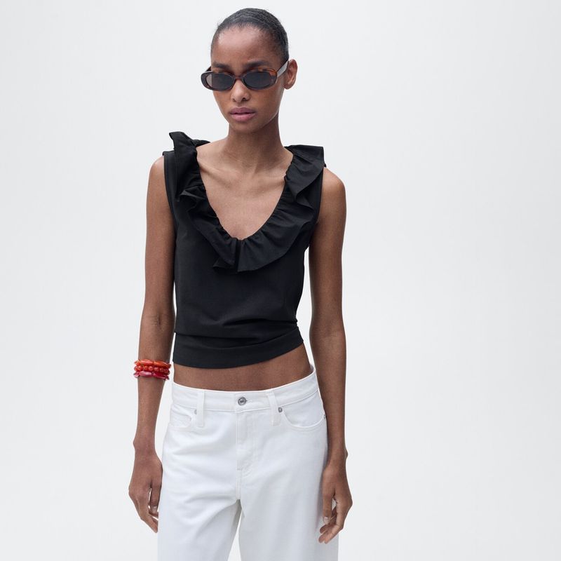 MANGO - Top esqueleto Mujer Sin mangas de Algodón MANGO