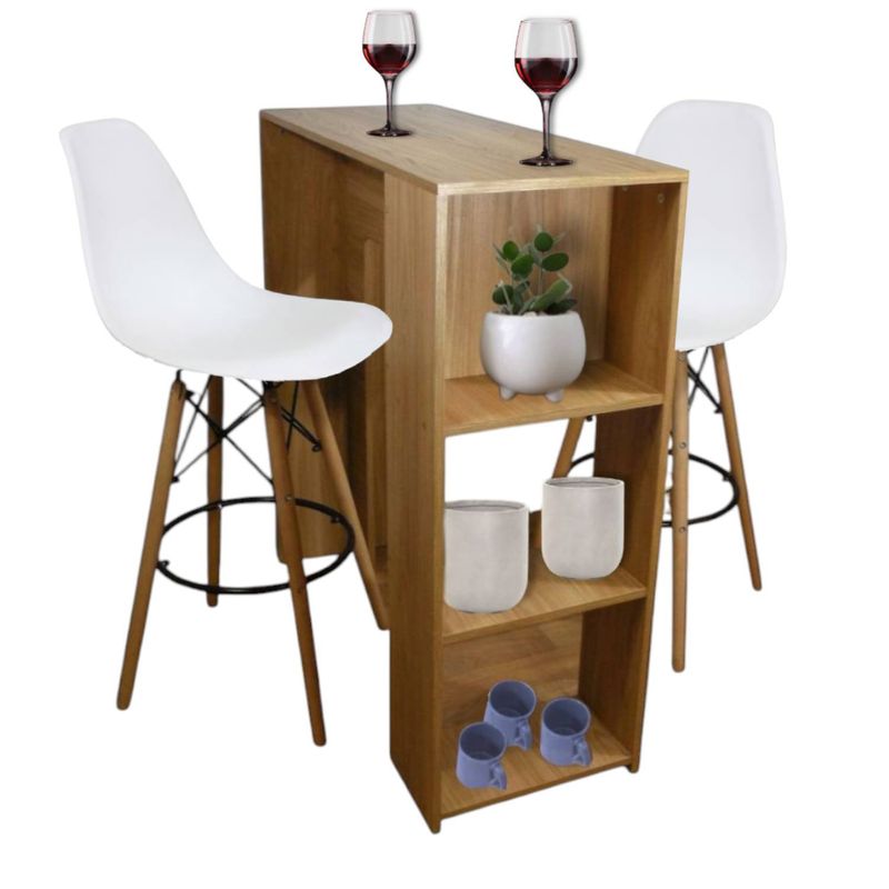 DKO DESIGN - Bares CBBARSEAMES0502 Cb Mesa Bar (Barra) Madrid+2 sillas Blancas