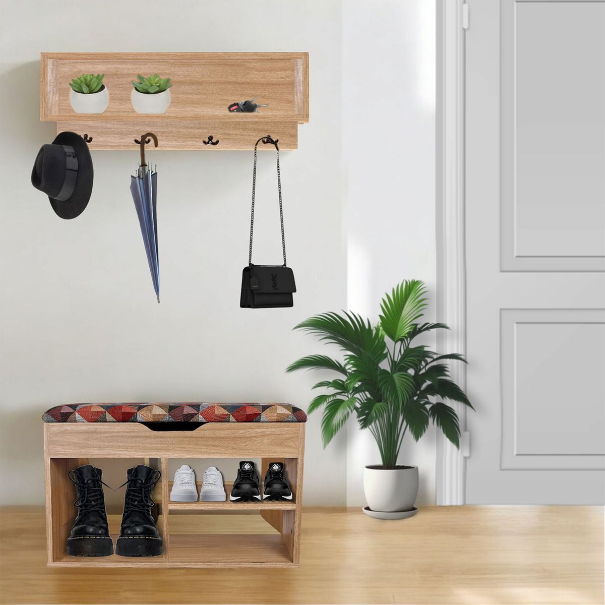 DKO DESIGN - Zapatera CBMADRID050700 6 Cb Perchero+Organizador Zapa madera