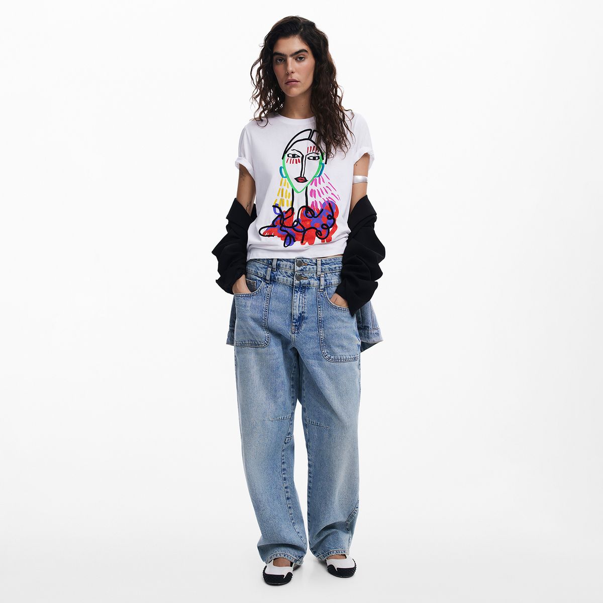 DESIGUAL - Camiseta Mujer con Estampado Manga corta de Algodón Desigual