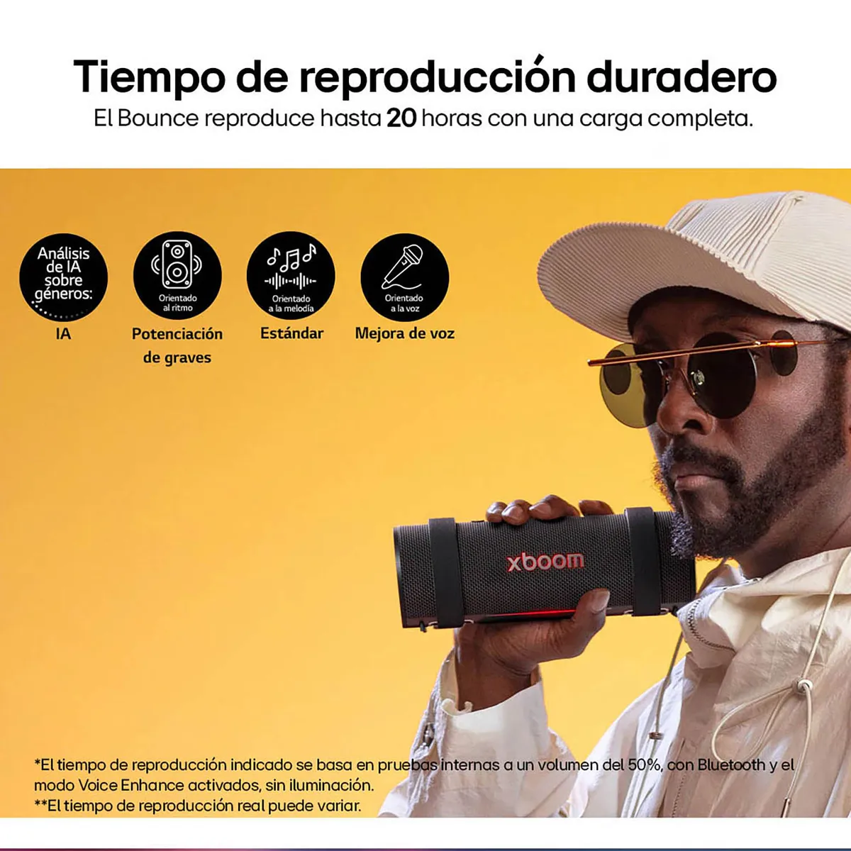 LG - Parlante bluetooth LG Parlante LG xboom Grab Bluetooth Altavoz 20W RMS AI Sound, IP67 Negro