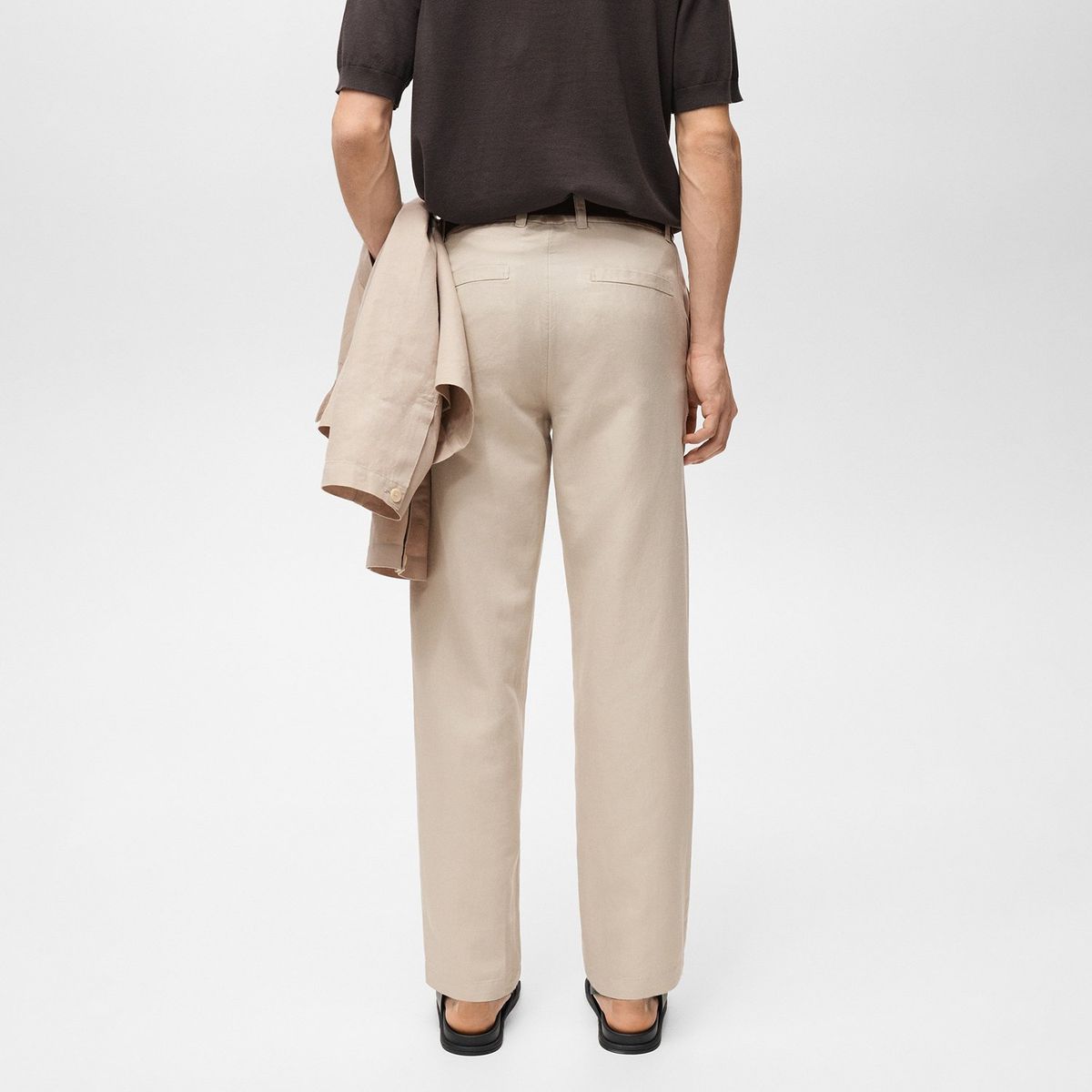 MANGO - Pantalón Chino Hombre Recto de Lino MANGO