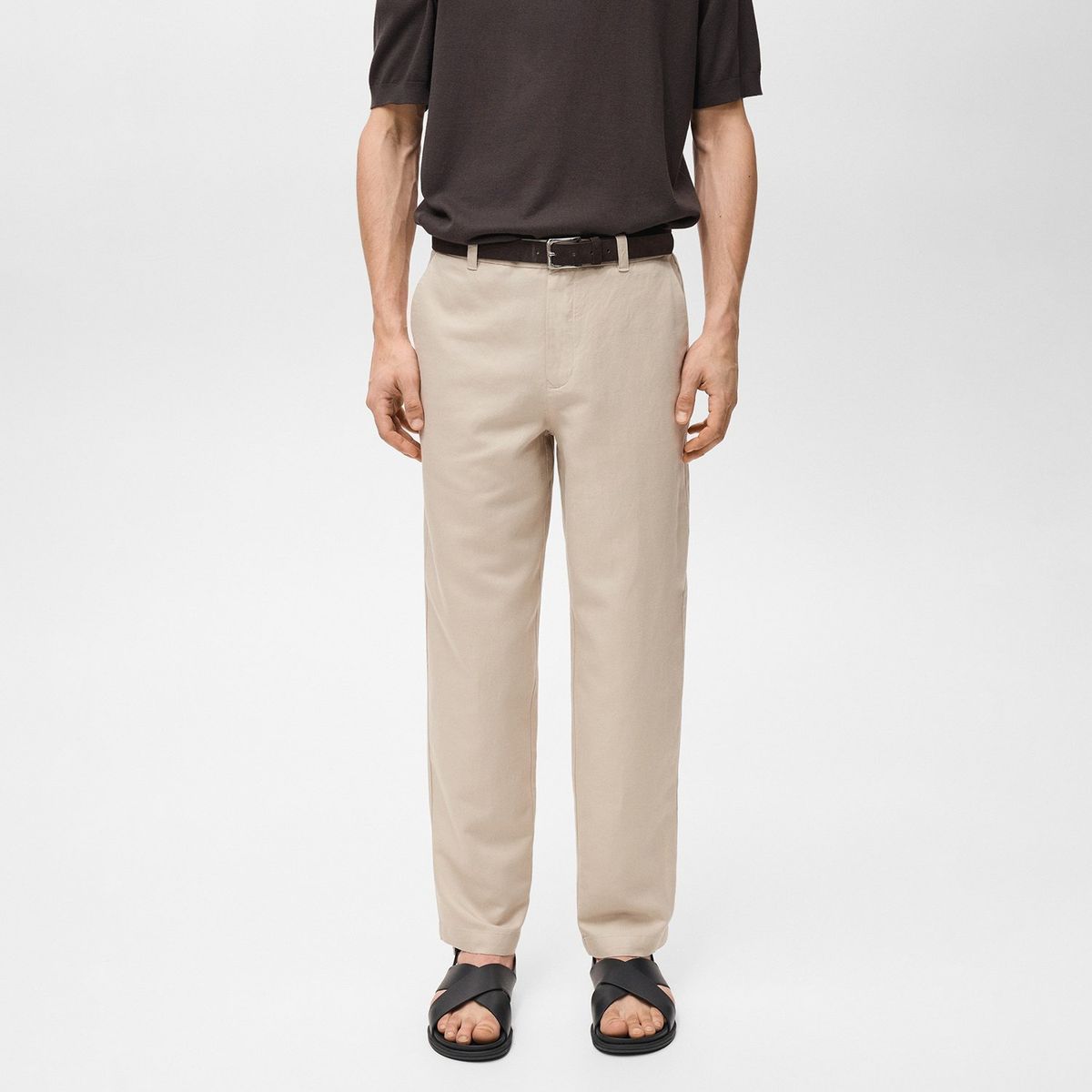 MANGO - Pantalón Chino Hombre Recto de Lino MANGO