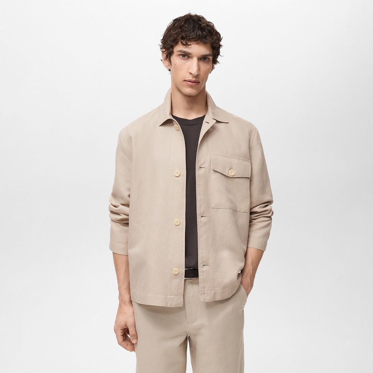 MANGO - Sobrecamisa Hombre de Lino MANGO