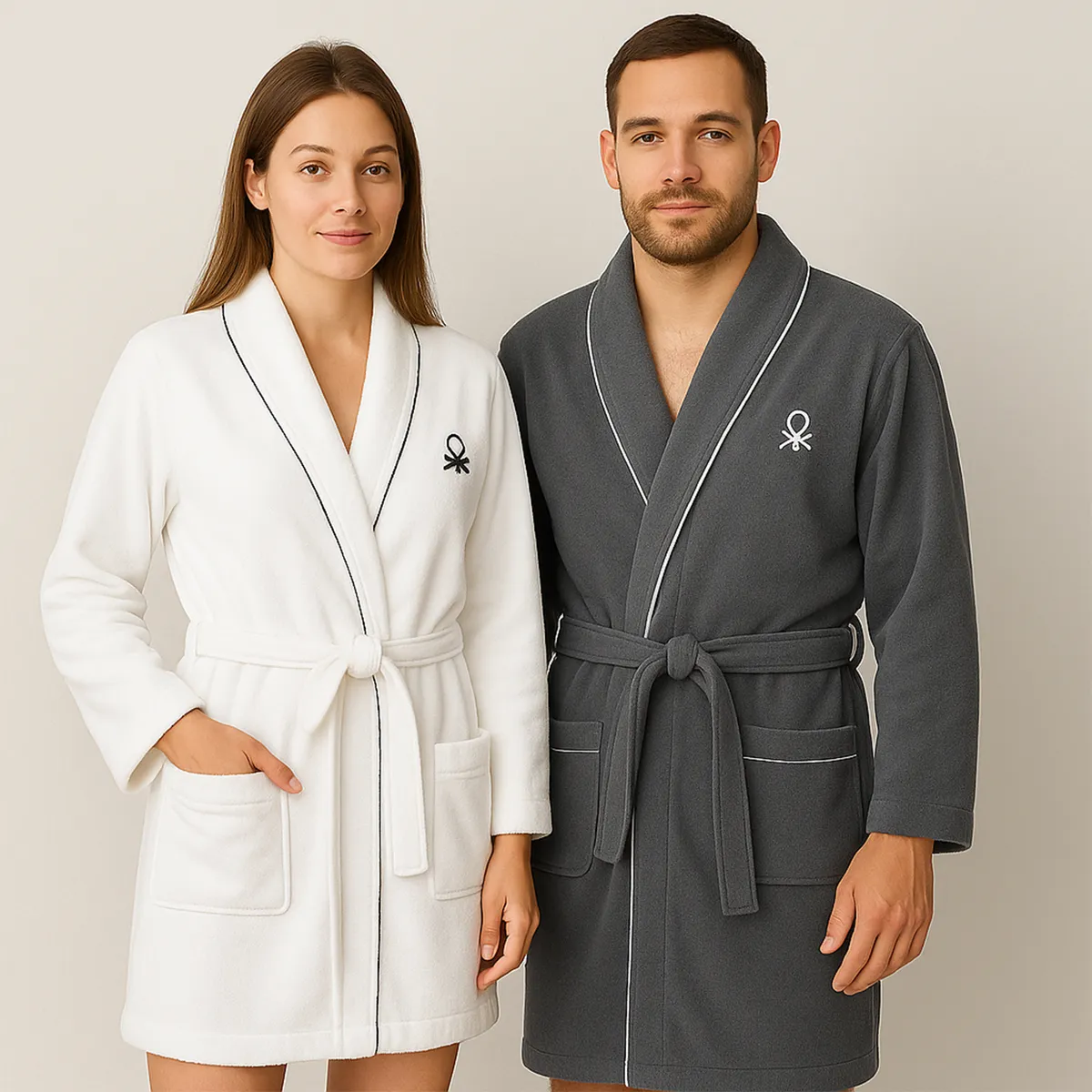 BENETTON - Bata de baño Unisex Medio Manga 3/4 Benetton