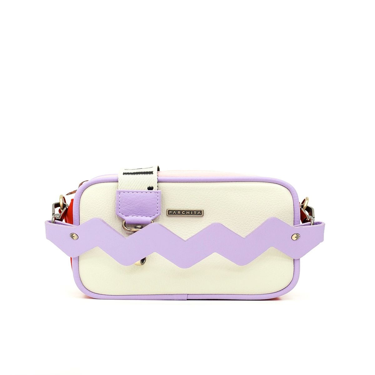PARCHITA - Bolso Parchita Mujer Cruzada Dalia Beige x Rojo