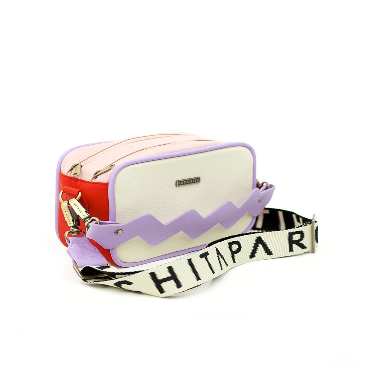 PARCHITA - Bolso Parchita Mujer Cruzada Dalia Beige x Rojo