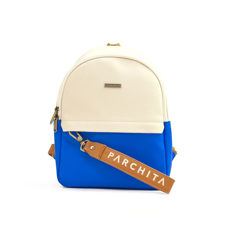 PARCHITA - Morral Parchita Unisex De hombro Bruno Beige x Azul Zafiro