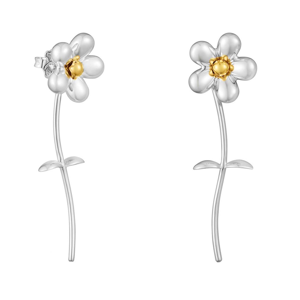 TOUS - Aros largos flor bicolor Daisy